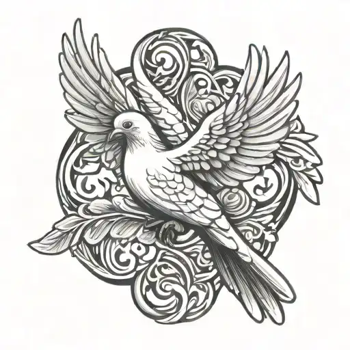 dove with wings open wings tattoo design idea