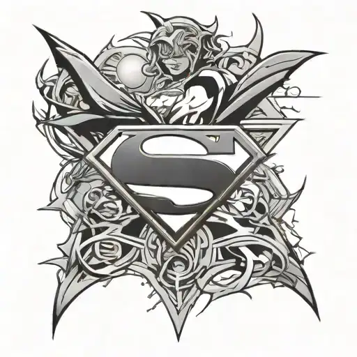 Batman logo and Superman mix tattoo design idea