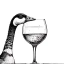goose next to a wine glass filled tattoo design idea