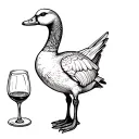 goose next to a wine glass filled tattoo design idea