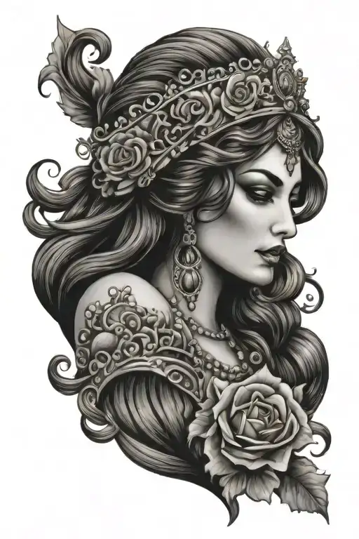Gypsy Queen tattoo design idea