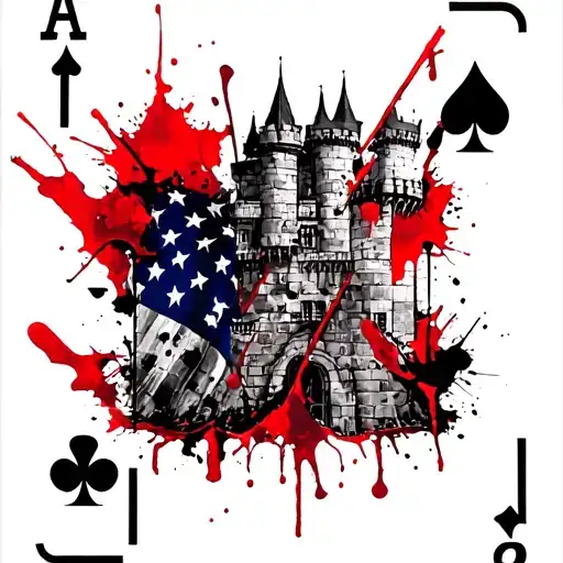 military, jack of spades, jack of clubs, engineer castle, army, american flag tattoo design idea
