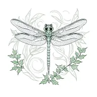 celtic dragonfly with holly leaves tattoo design idea