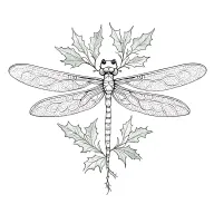 celtic dragonfly with holly leaves tattoo design idea