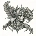 Loona from helluva boss with Beelzebub  tattoo design idea