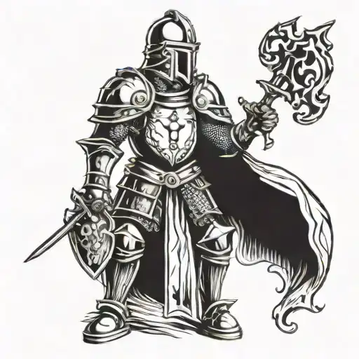 Knight chess piece in armor tattoo design idea