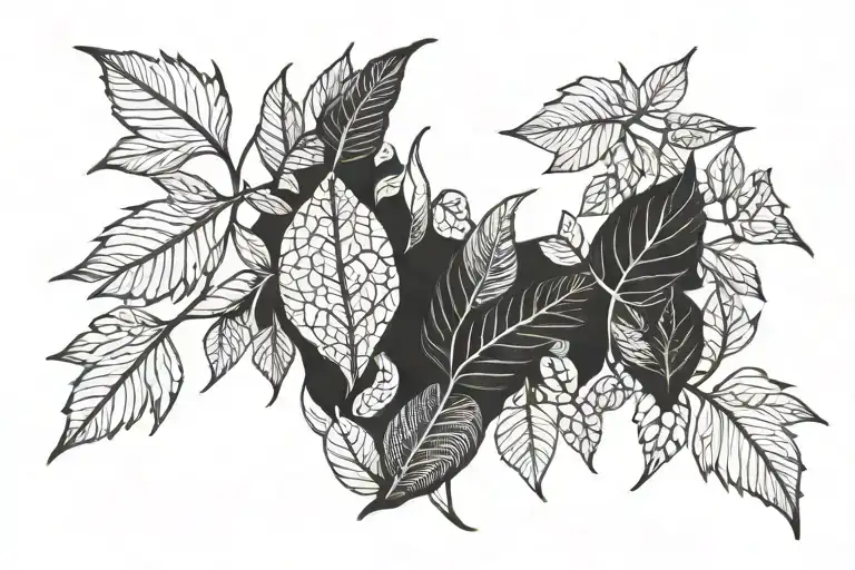 leaves on collar bone and spirit in between the leaves tattoo design idea
