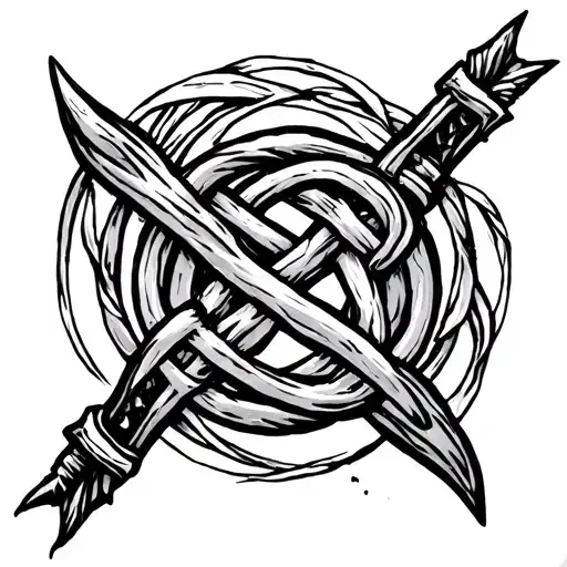 witch knot design incorporating elements tattoo design idea