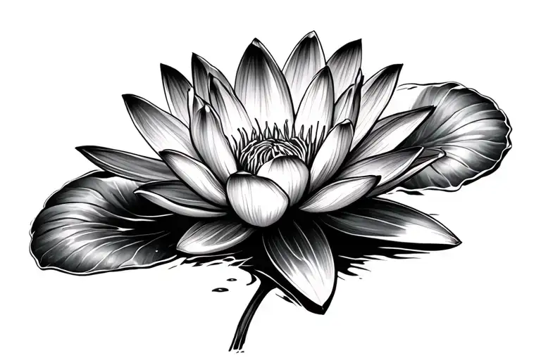 Water Lily flower tattoo design idea