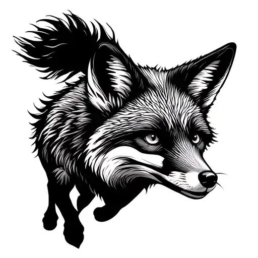 Fox running tattoo design idea