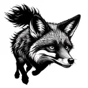 Fox running tattoo design idea