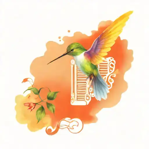 Hummingbird cross accordion  tattoo design idea