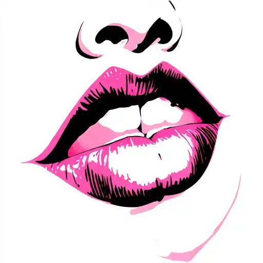 lips kissing tattoo design idea