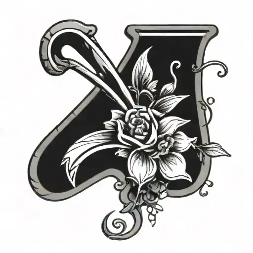 broken wishbone with flowers tattoo design idea