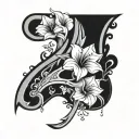 broken wishbone with flowers tattoo design idea