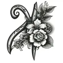 broken wishbone with flowers tattoo design idea