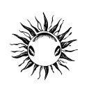 Toad and sun tattoo design idea