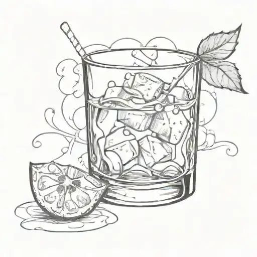 Whiskey Glas an Lippen  tattoo design idea