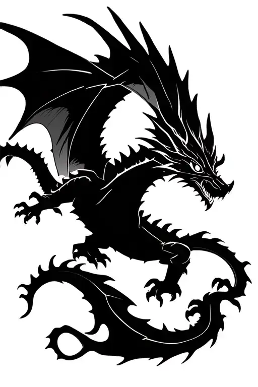 smaug dragon flying tattoo design idea