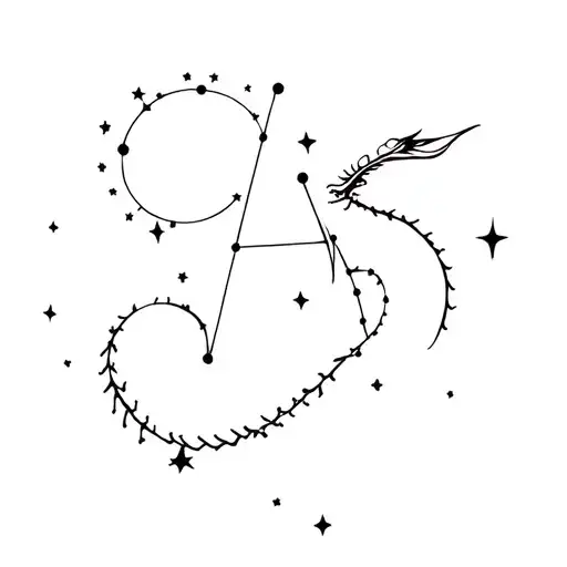 Dragon and Stars Constellation taurus and gemini tattoo design idea