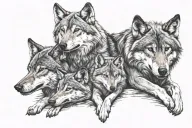 wolf having children tattoo design idea