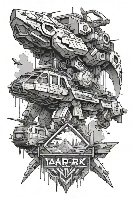 Black and white Complicated Tattoo paper sketch about the Ark, DayZ and Titanfall - Apex predator game logos all togethe tattoo design idea