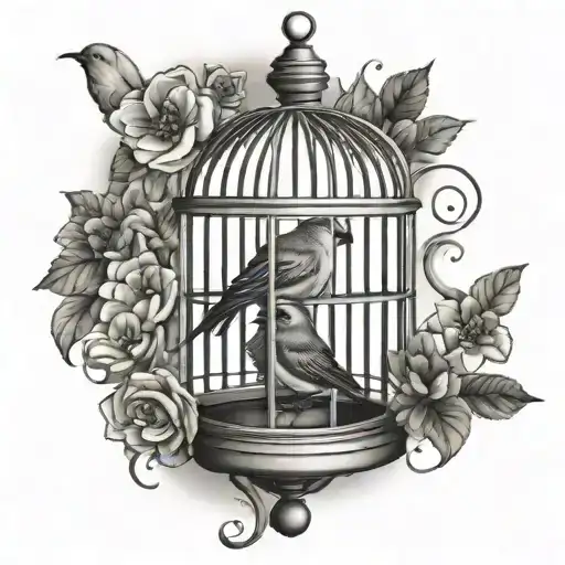 Open Birdcage tattoo design idea