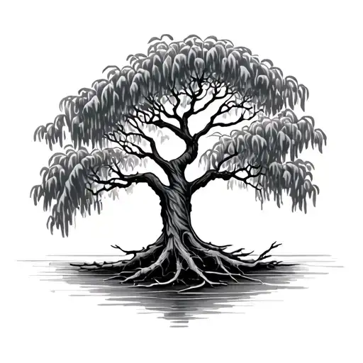 mangrove tree and roots tattoo design idea