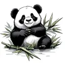 cute panda eating bamboo under a sky tattoo design idea