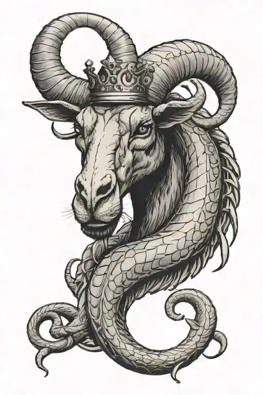 a black mamba snake wrapped around a goat head with a crown and the number 24 with a basketball tattoo design idea
