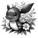 mudkip surrounded by flowers tattoo design idea