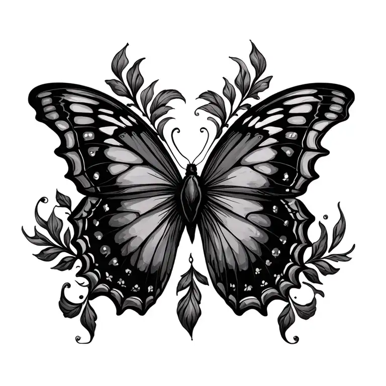 Gothic Butterfly less bulky wings tattoo design idea