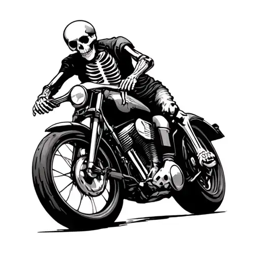 Skeleton riding A motorcycle tattoo design idea