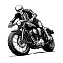Skeleton riding A motorcycle tattoo design idea