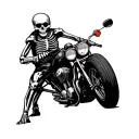 Skeleton riding A motorcycle tattoo design idea
