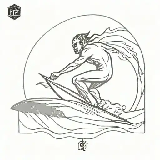 surfing demon tattoo design idea