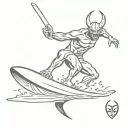 surfing demon tattoo design idea