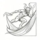 surfing demon tattoo design idea