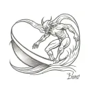surfing demon tattoo design idea