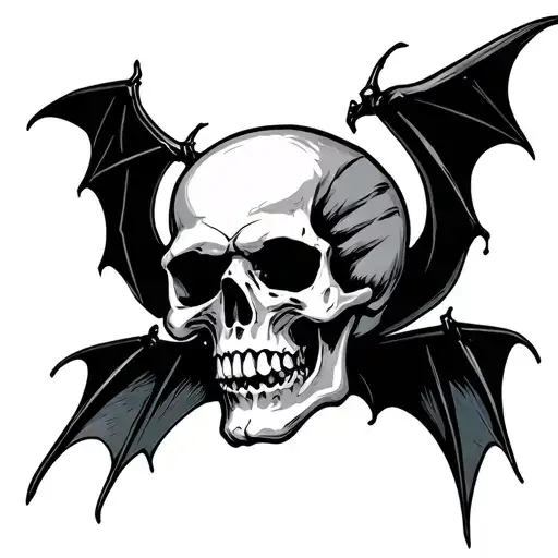 skull with bat wings tattoo design idea