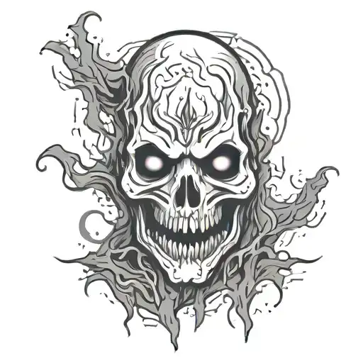 ghost face covered in blood tattoo design idea