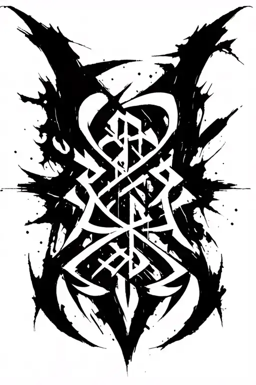 Raw Blackwork Chaotic Bold Strokes Flow Brutalist Dark Abstract Lettering tattoo design idea