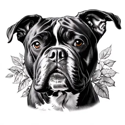 American Bully with roses tattoo design idea