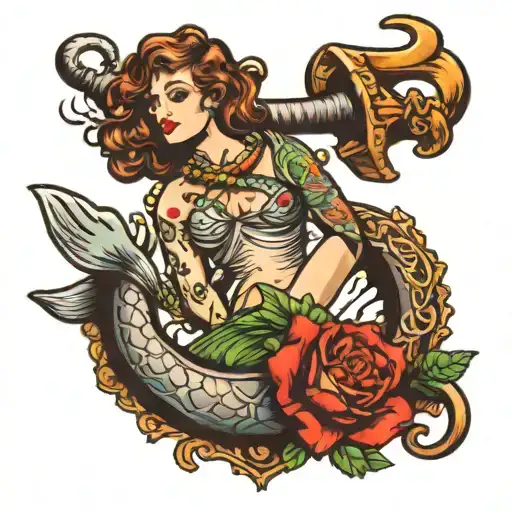 mermaid anchor tattoo tattoo design idea