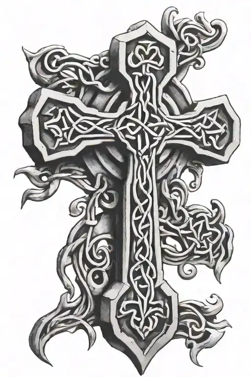 celtic cross intertwined tattoo design idea