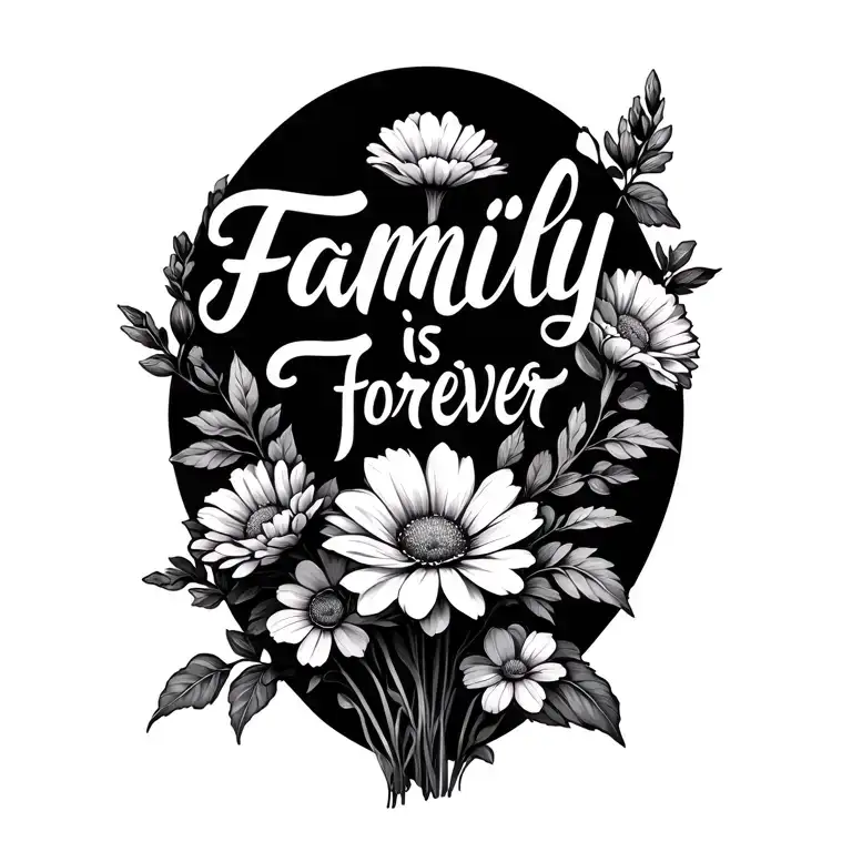 "Family is forever" flowers growing together tattoo design idea