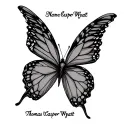 the name Thomas Casper Wyatt in butterfly wings  tattoo design idea