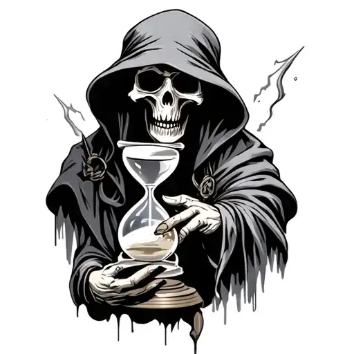 Grim Reaper Holding Hourglass tattoo design idea
