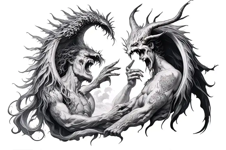 heaven vs hell tattoo design idea