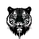 tiger head with a cross, and march 2nd 2007 in roman numerals  tattoo design idea